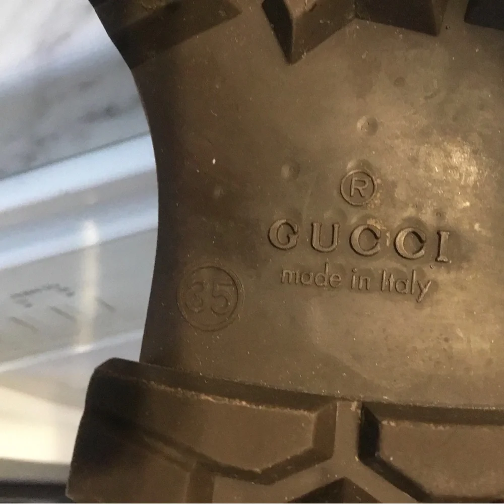 Authentic Gucci Brown Monogram Rain Boots for Women SZ 35
